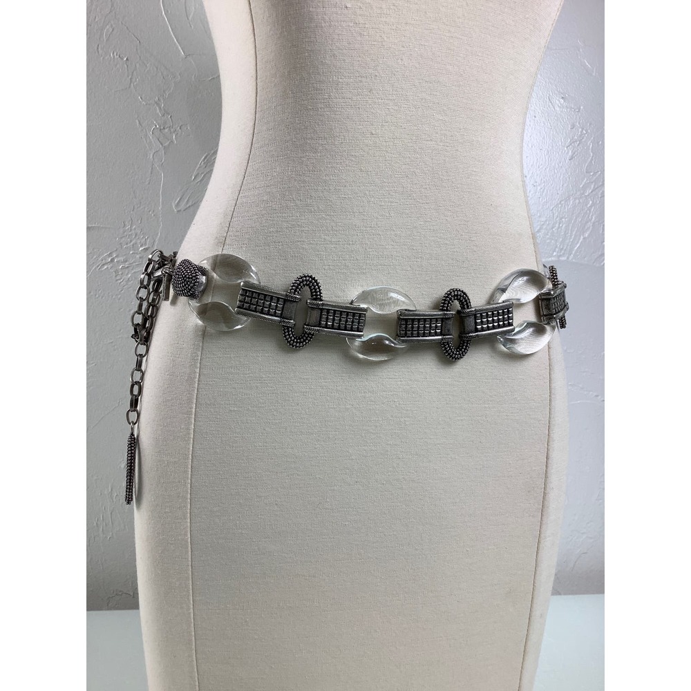 Chico’s Acrylic Rings Chain & Links Adjustable Belt Size OSFM EUC